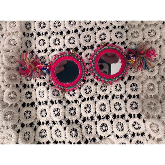 NWT FETICHE SUANCES BOHO CROCHET BANJARA VEST MIRRORS, SHELLS, BEADS, TASSELS - Picture 6 of 9